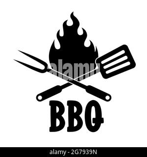 BbQ - label. barbeque elements for labels, logos, badges, stickers or icons. Vector illustration, healthy food packaging design. Good for business com Stock Vector