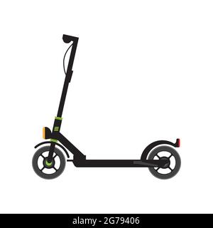 Electric Scooter side view. Flat and solid color vector illustration. Stock Vector