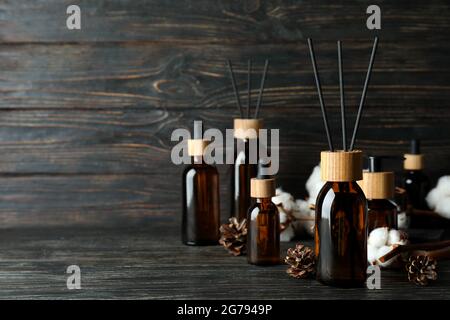 Aromatic concept with diffuser on wooden table Stock Photo