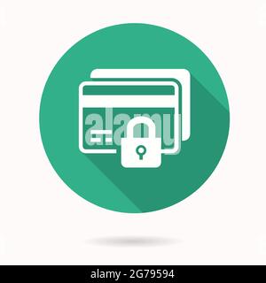 Secure payment icon. Simple illustration with long shadow isolated for graphic and web design. Stock Vector