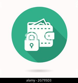 Secure payment icon. Simple illustration with long shadow isolated for graphic and web design. Stock Vector