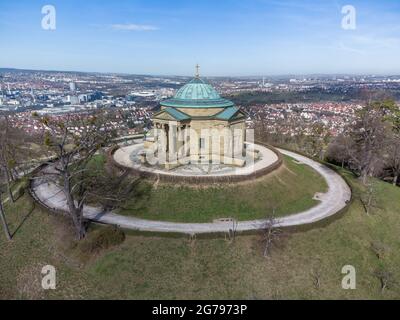 Europe, Germany, Baden-Wuerttemberg, Stuttgart, Rotenberg, aerial view of the burial chapel on the Wuerttemberg Stock Photo