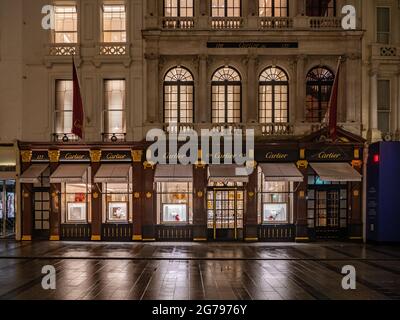 Cartier, Bond Street, London. A jewellery store shop front in