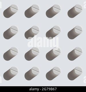 Pattern made of pills on grey background top view. blog background Stock Photo