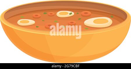 French egg soup icon cartoon vector. Vegetable food. Dish plate soup Stock Vector