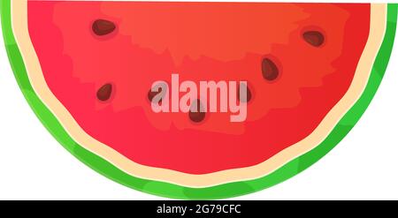 Half watermelon piece. Summer fruit berry, fresh juice, exotic food, tropical dessert concept. Stock vector illustration in realistic cartoon style Stock Vector