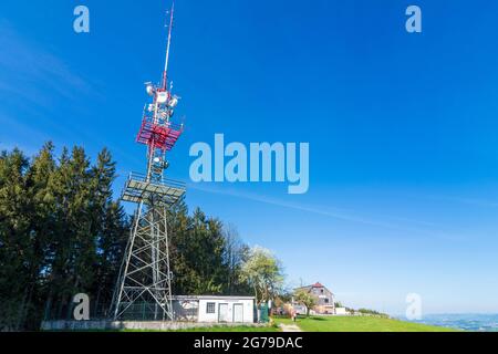 Weistrach, mountain Plattenberg, transmission tower in Mostviertel region, Niederösterreich / Lower Austria, Austria Stock Photo