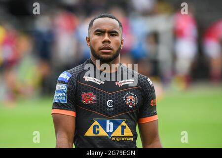 Castleford, England - 11 July 2021 - Jason Qareqare of Castleford Tigers during the Rugby League Betfred Super League Castleford Tigers vs Salford Red Devils at The Mend-A-Hose Stadium, Castleford, UK  Dean Williams/Alamy Live Stock Photo