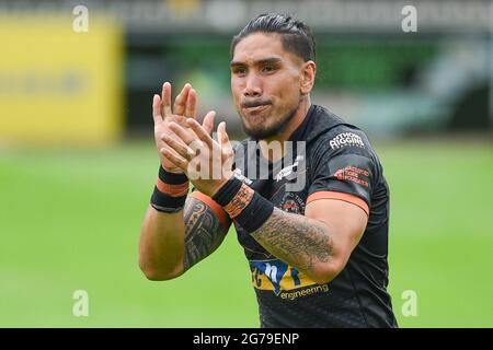 Castleford, England - 11 July 2021 - Jesse Sene-Lefao of Castleford Tigers during the Rugby League Betfred Super League Castleford Tigers vs Salford Red Devils at The Mend-A-Hose Stadium, Castleford, UK  Dean Williams/Alamy Live Stock Photo