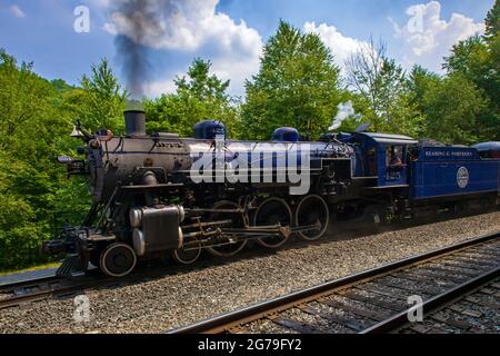 Reading Blue Mountain and Northern Railroad 425  is a 4-6-2 light 'Pacific' type steam locomotive originally built in 1928 by the Baldwin Locomotive W Stock Photo