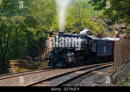 Reading Blue Mountain and Northern Railroad 425  is a 4-6-2 light 'Pacific' type steam locomotive originally built in 1928 by the Baldwin Locomotive W Stock Photo