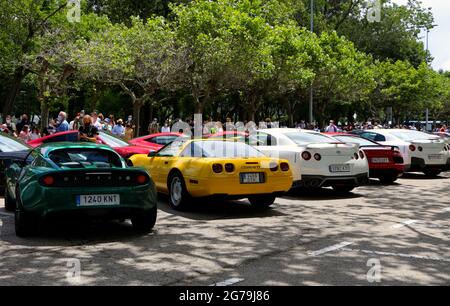 Row of supercars at a public event Sardinero Santander Cantabria Spain June 2021 Stock Photo