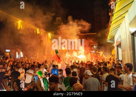 11th July 2021 Italians celebrating UEFA european championship cup winner Stock Photo