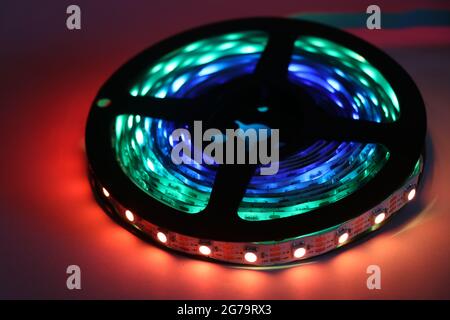 Reel of lights with changeable colors for christmas, new year and other celebrations Stock Photo