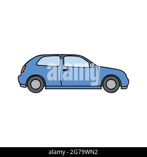 blue car simple illustration on white background Stock Vector