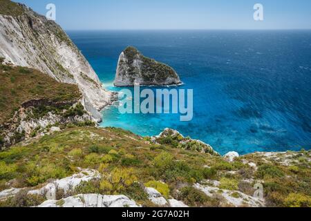 Plakaki Rocks in Ionian Sea - Agalas, Zakynthos Island, Greece Stock Photo