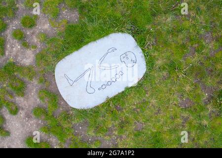 Germany, Saxony-Anhalt, Schönebeck, skeleton stone at the Ringheiligtum Pömmelte, also referred to as the German Stonehenge by archaeologists, detailed view Stock Photo