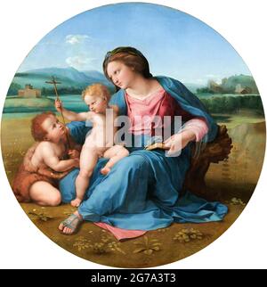 Raphael. The Alba Madonna by Raffaello Sanzio da Urbino  (1483–1520), oil on panel transferred to canvas, c. 1510 Stock Photo