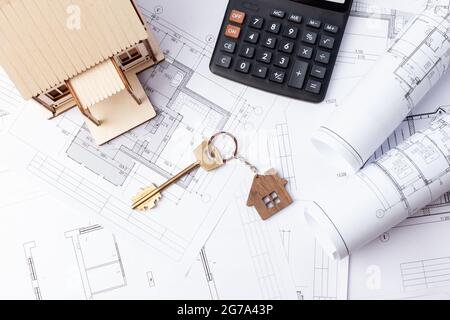 private house turnkey, building houses. Copy space Stock Photo