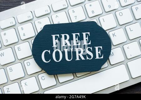 Free online course on the plate and keyboard. Stock Photo