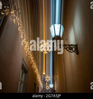 Germany, Baden-Wuerttemberg, Karlsruhe, Christmas lights in the Durlach district. Stock Photo