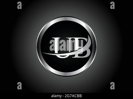 silver letter UB metal combination alphabet logo icon design with grey color on Black and white gradient design for a company or business Stock Vector