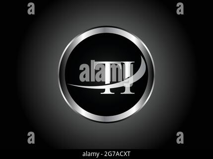 silver letter TI metal combination alphabet logo icon design with grey color on Black and white gradient design for a company or business Stock Vector