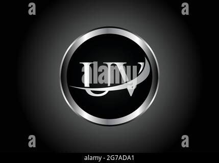 silver letter UV metal combination alphabet logo icon design with grey color on Black and white gradient design for a company or business Stock Vector