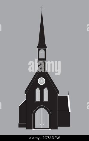 Catholic church building symbol black and white Stock Vector Image ...