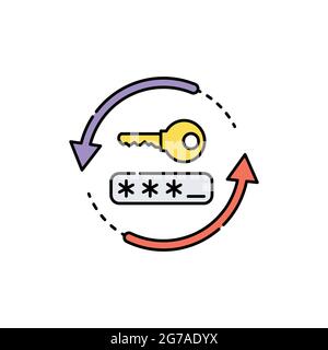 Password change color line icon. Isolated vector element. Outline pictogram for web page, mobile app, promo Stock Vector