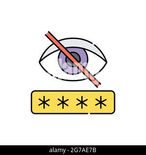 Hide password color line icon. Isolated vector element. Outline pictogram for web page, mobile app, promo Stock Vector