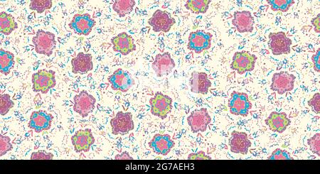A colorful pastel flowerbed seamless vector pattern Stock Vector