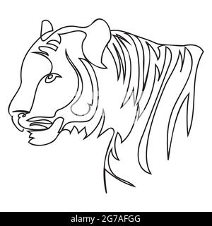 Decorative abstract tiger portrait in line art style. Stock Vector