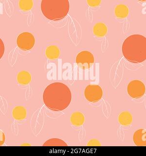 Cute seamless pattern with citrus fruits Vector illustration Stock Vector