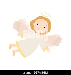 Cartoon angel. Vector illustration isolated on white background. Stock Vector