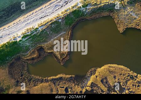 Drone image, coastal impression, Westermarkelsdorf, Fehmarn island Stock Photo