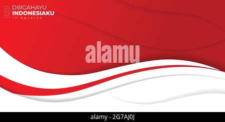 Indonesia Independence day with waving flag background design. indonesian text mean is longevity indonesia. good template for Indonesia Independence D Stock Vector