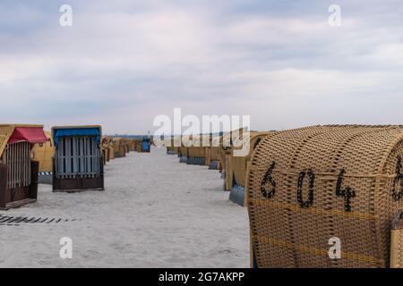 View of the Friedrichsort lighthouse on the beach in Laboe, Germany. Stock Photo