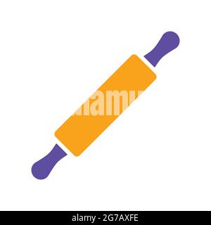 Wooden rolling pin plunger vector glyph icon. Kitchen appliance. Graph symbol for cooking web site design, logo, app, UI Stock Vector