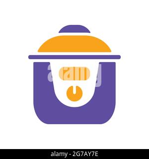 Slow cooking crock pot vector glyph icon. Electric kitchen appliance. Graph symbol for cooking web site design, logo, app, UI Stock Vector