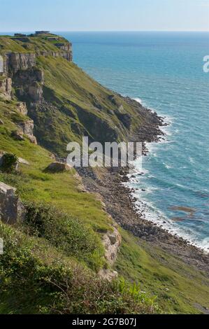 The rocky coastline of the west side of the Isle of Portland, Dorset ...