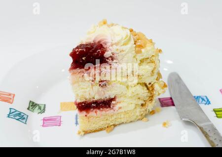 strawberry compote gateau cake on white background Stock Photo