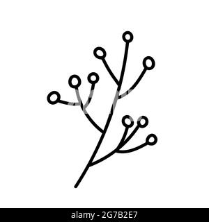 Sprig with berries isolated on white background. Simple vector hand-drawn illustration in doodle style. Perfect for cards, logo, invitations Stock Vector