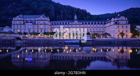 Europe, Germany, Rhineland-Palatinate, Bad Ems, Grand Hotel in the evening Stock Photo