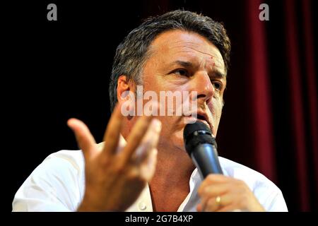 Matteo Renzi Member Of The Senate Of The Italian Republic During The Presentation Of His Book Controcorrente At The Augusteo Theater In Naples Stock Photo Alamy