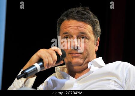 Matteo Renzi Member Of The Senate Of The Italian Republic During The Presentation Of His Book Controcorrente At The Augusteo Theater In Naples Stock Photo Alamy