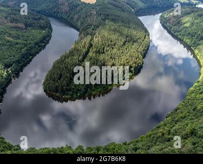 View of the Saale loop in Thuringia Stock Photo
