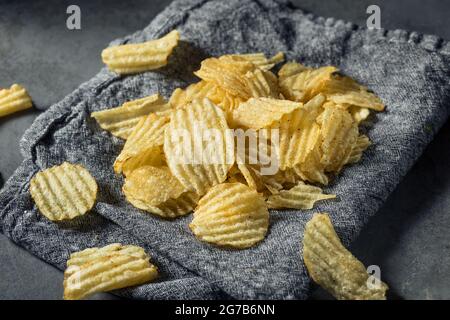 Fatty Ruffled Potato Chips Ready to Eat Stock Photo