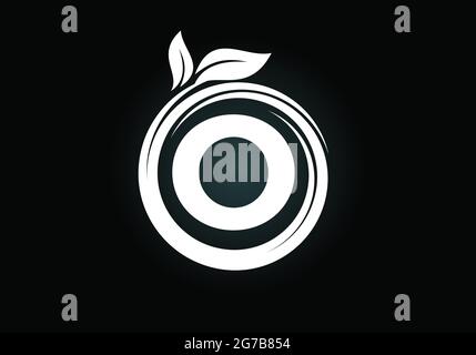Initial O monogram letter alphabet in a spiral with green leaves. Font emblem. Nature icon sign symbol. Stock Vector