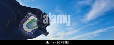 Minsk, Belarus - May, 2021: flag of National Reconnaissance Office waving in the wind. USA Departments. Copy space. 3d illustration, Stock Photo
